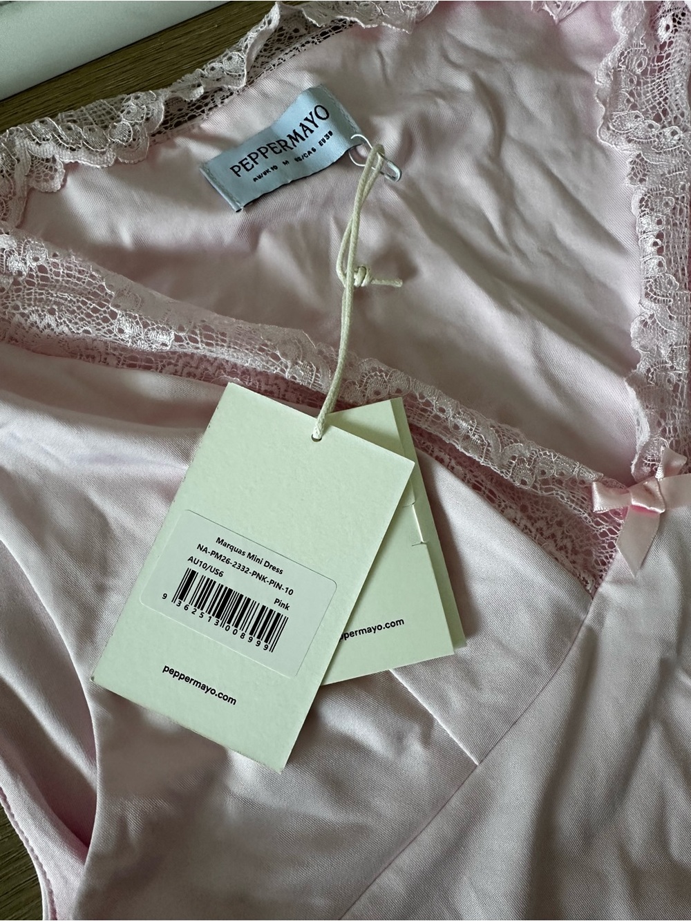 Peppermayo Lace-Trim Mini Dress in Pink - Picture 2 of 2